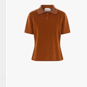 ALIGNE Anton Diamante Short-Sleeve Wool-Blend Polo Sweater